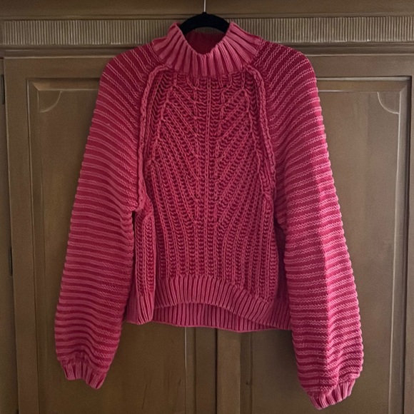 Free people sweetheart sweater small candy blossom pink cotton - Picture 5 of 6